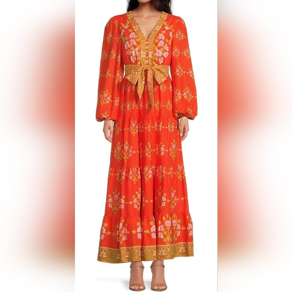 A Loves A Maxi Dress NWT – Floral Red/Orange Boho Tiered